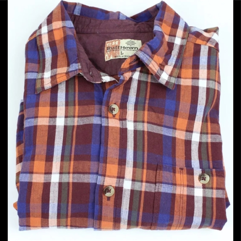 Men’s Ruff Hewn Long Sleeve Plaid Button Up Shirt